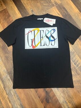 NWT GUESS Jeans 1981 Anniversary Capsule Logo Graphic Tee Black Men’s Medium